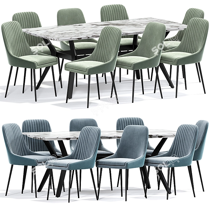 Elegant Viscount Strip Dining Table 3D model image 1