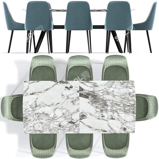 Elegant Viscount Strip Dining Table 3D model image 2