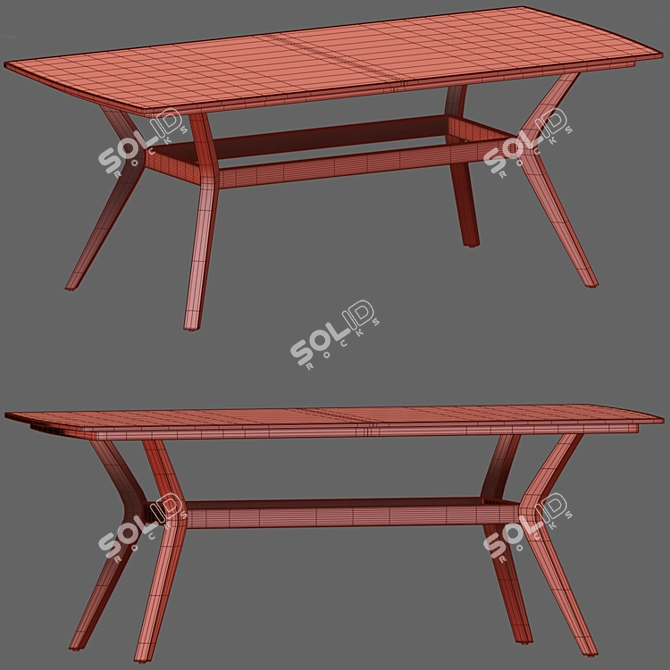 Elegant Viscount Strip Dining Table 3D model image 7