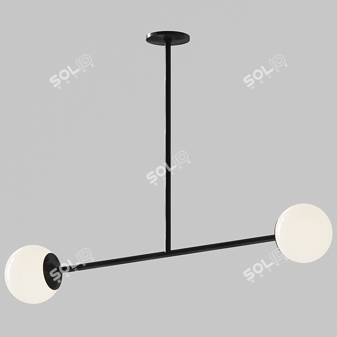 Sleek Barbell Pendant Light 3D model image 1