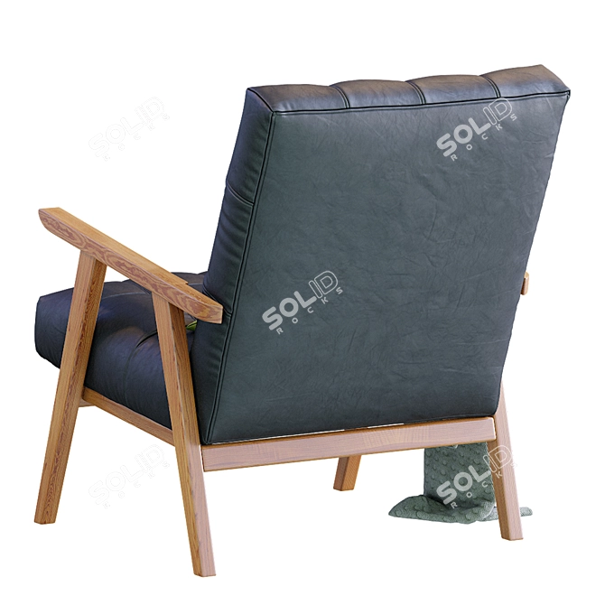 Sleek Leather Accent Chair 3D model image 3