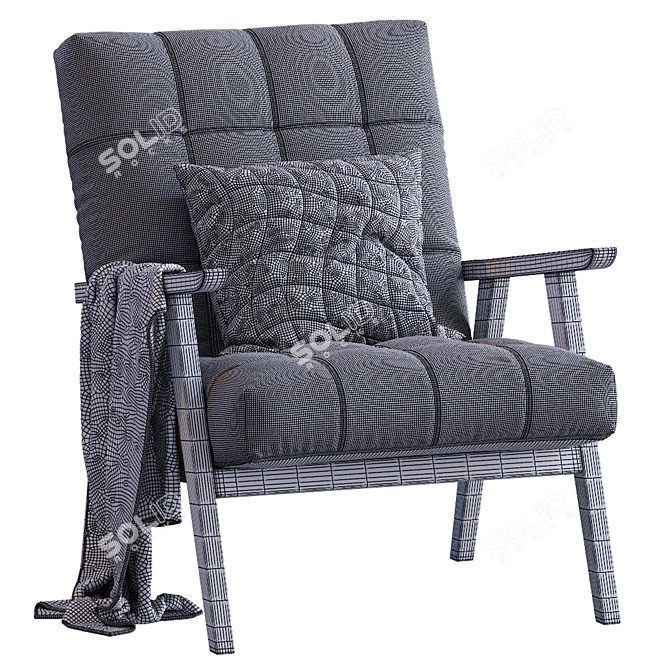 Sleek Leather Accent Chair 3D model image 5