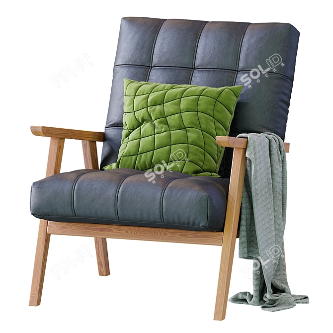 Sleek Leather Accent Chair 3D model image 6