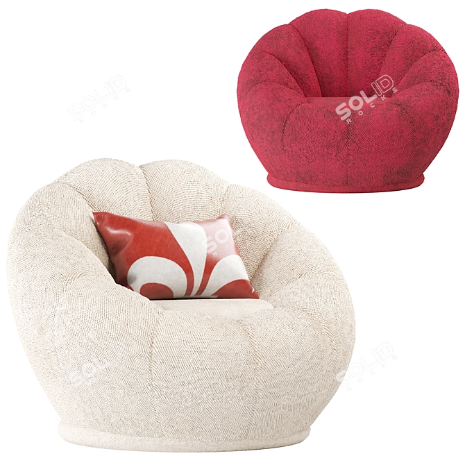 Elegant Tulip Armchair 3D model image 1