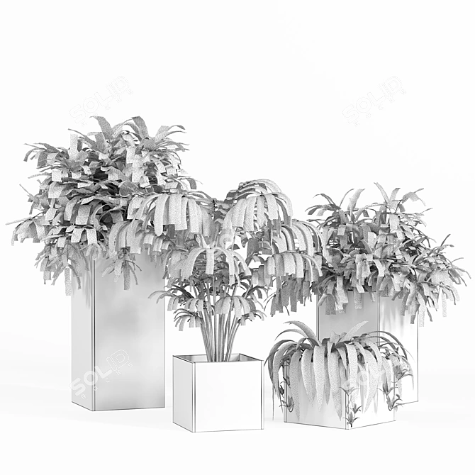 Title: Natural Wood Plant Set - 130 cm 3D model image 3