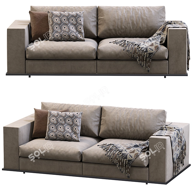 Elegant Hamilton Leather Sofa 3D model image 2