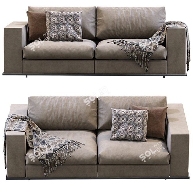 Elegant Hamilton Leather Sofa 3D model image 4