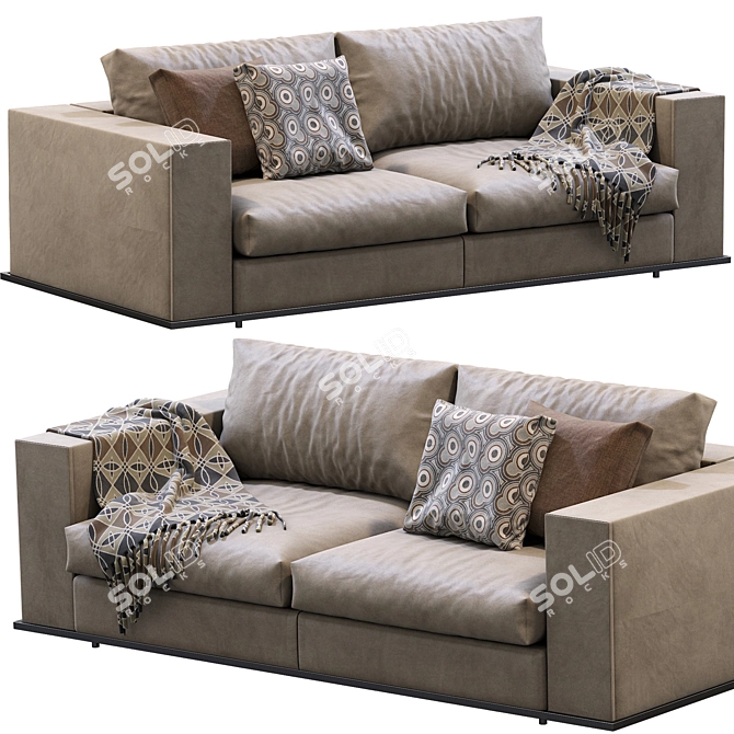 Elegant Hamilton Leather Sofa 3D model image 6