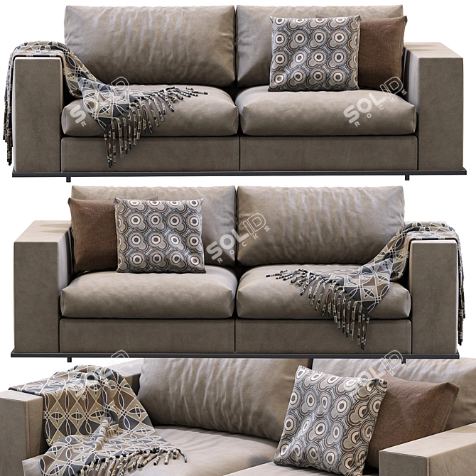 Elegant Hamilton Leather Sofa 3D model image 7