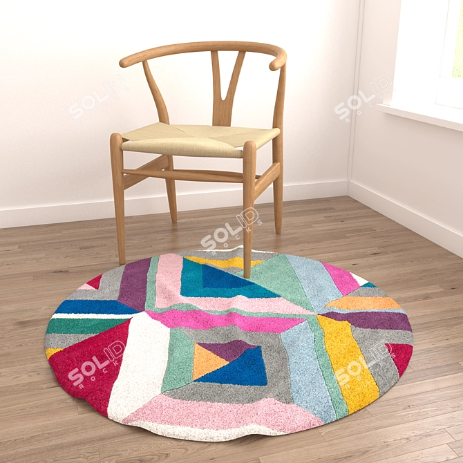 Round Rugs Set with Multiple Textures 3D model image 4