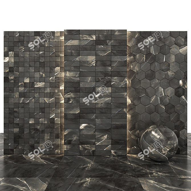 Elegant Space Brown Marble Slabs 3D model image 4