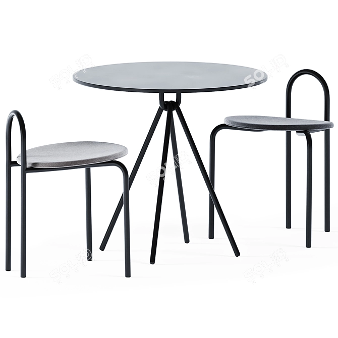 Cafe Vibes Set: Piper Table & Michelle Stool 3D model image 2