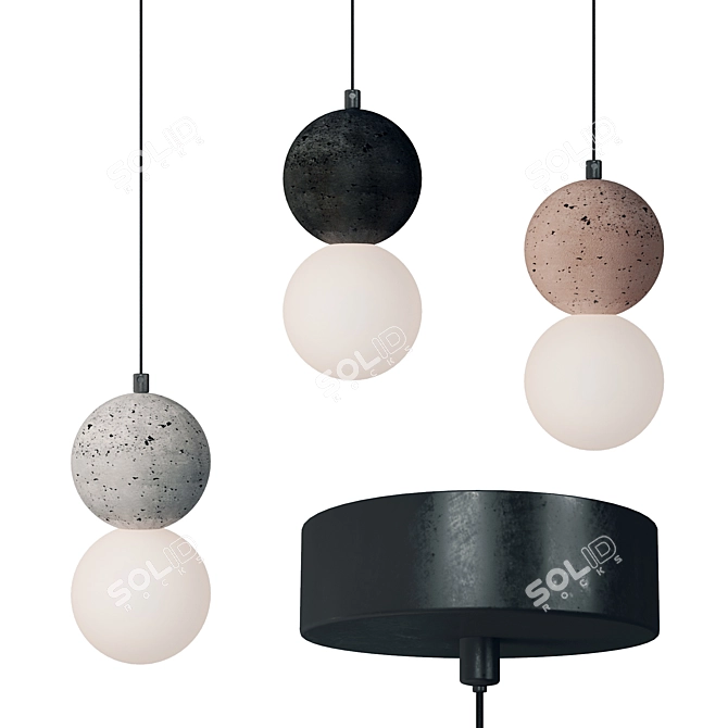 Minimalist Dot Hanging Lamp 3D model image 2