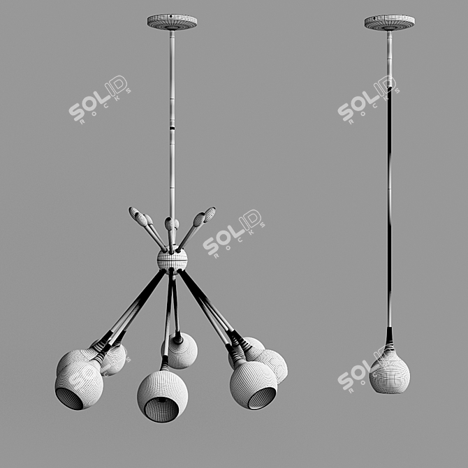 Elegant Pontil Pendant Lights 3D model image 4