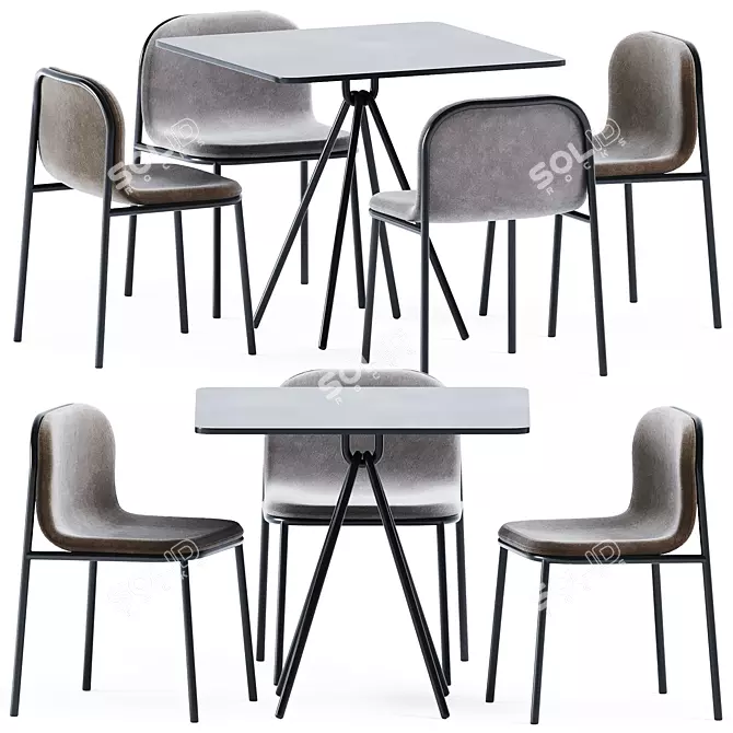Modern Café Table & Shell Chair 3D model image 1