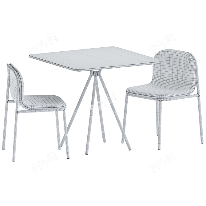 Modern Café Table & Shell Chair 3D model image 6