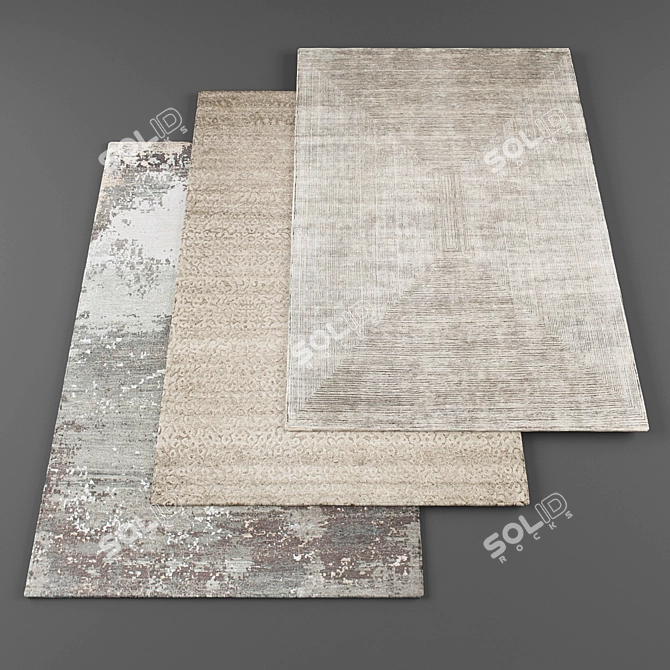 High Resolution Random Set of 5 Rugs 3D model image 1