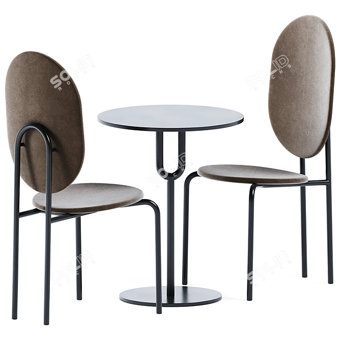 Modern Pedestal Table & Stylish Chair 3D model image 2