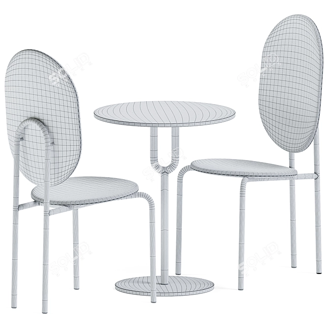 Modern Pedestal Table & Stylish Chair 3D model image 3