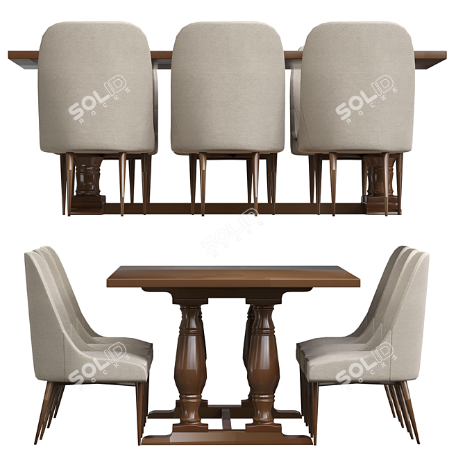 Elegant Madeline Pedestal Table 3D model image 2