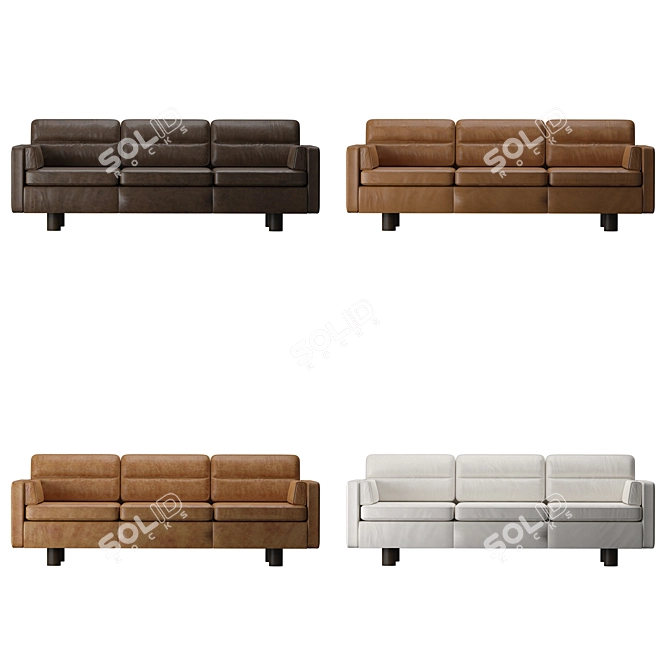 Aston Leather Sofa: Luxurious Comfort by West Elm 3D model image 3