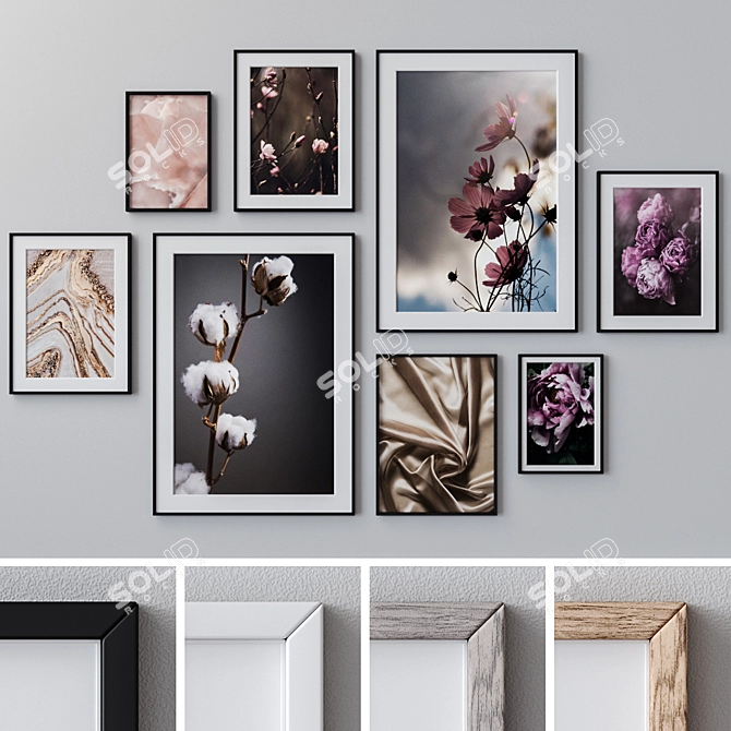 Elegant Photo Frames Set 3D model image 1