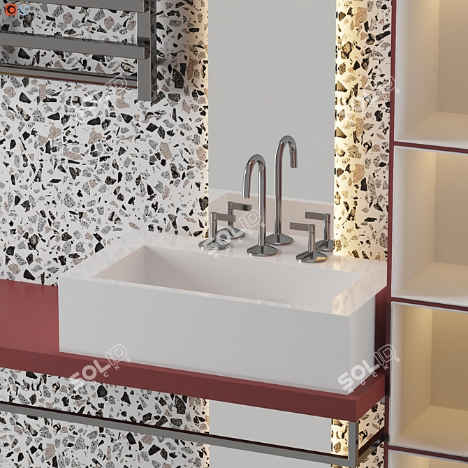 Modern Red Bathroom Set 3D model image 4