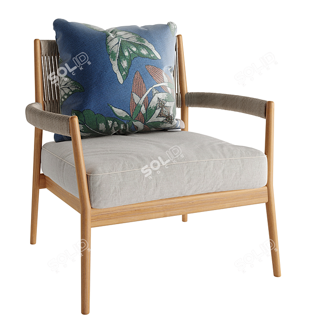 Teak and Rope Armchair: Dine Out 3D model image 1