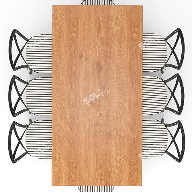 Modern Farmhouse Dining Set 3D model image 2