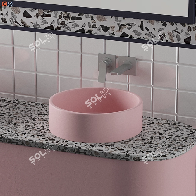 Pastel Pink Bathroom Design 3D model image 4