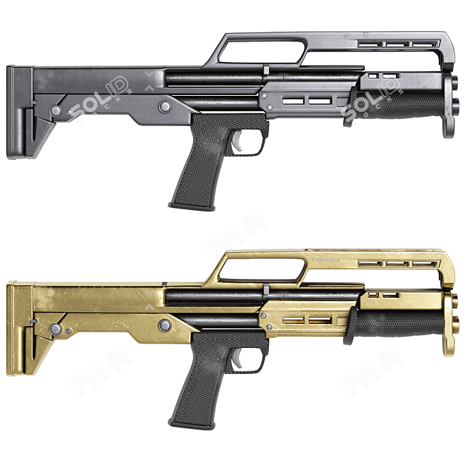 Gold and Black Gun Set 3D model image 1