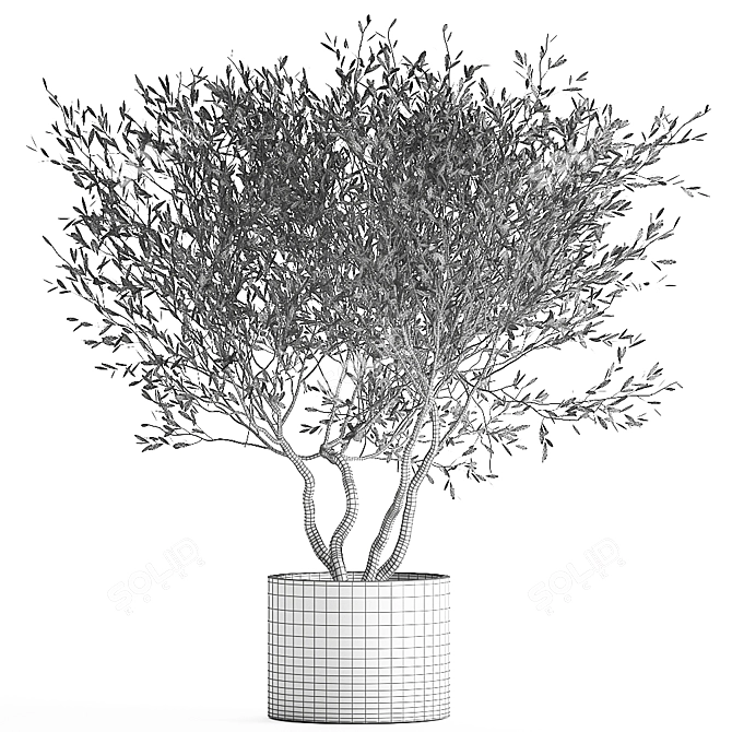 Exquisite Plant Collection in White Vase 3D model image 6