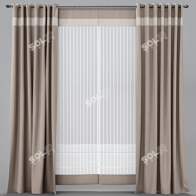 Versatile Curtains: Customizable Colors, Mesh Retopology 3D model image 4