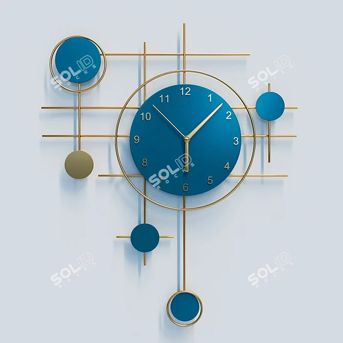 Yshuai Industrial Wall Clock Set 3D model image 1