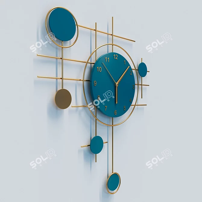 Yshuai Industrial Wall Clock Set 3D model image 2