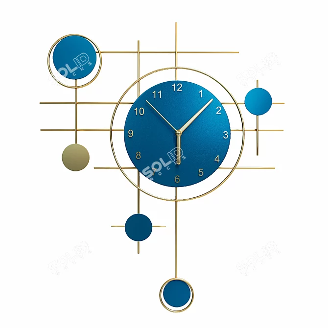 Yshuai Industrial Wall Clock Set 3D model image 4