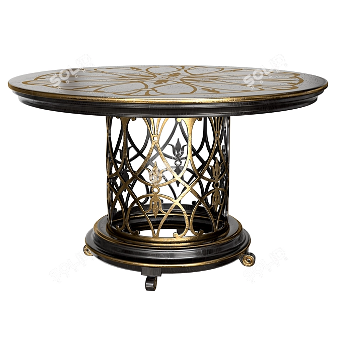 Elegant Dining Table with Antique Black Finish 3D model image 3