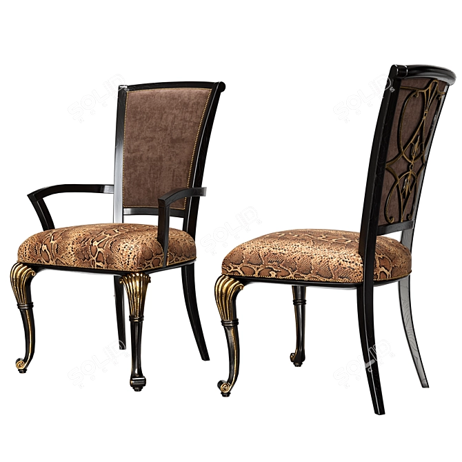 Elegant Dining Table with Antique Black Finish 3D model image 4