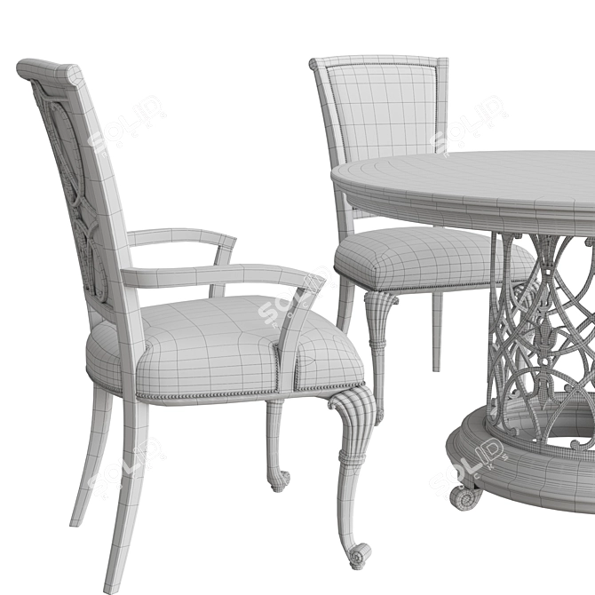 Elegant Dining Table with Antique Black Finish 3D model image 7