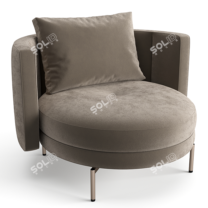 Minotti Torii Large Armchair: Stylish & Swivel 3D model image 2