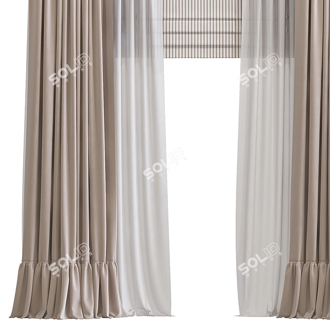 Elegant Window Drapes 3D model image 2