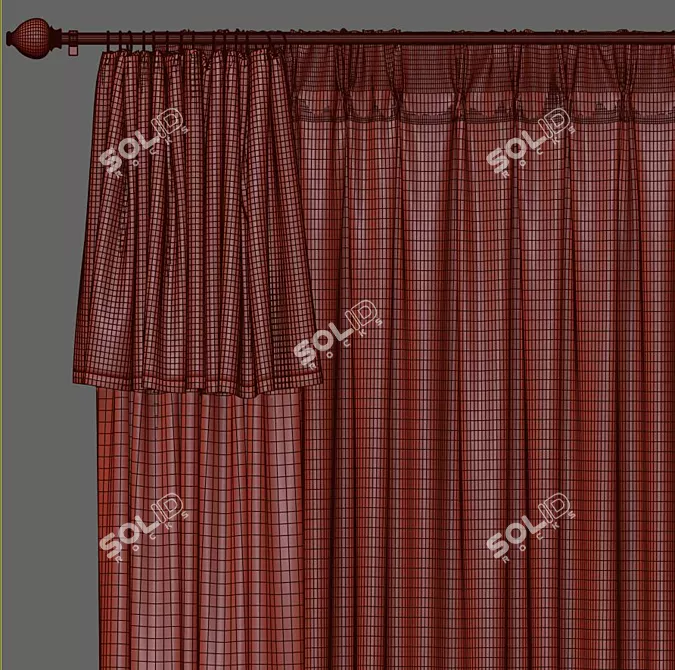 Curvaceous Elegance: Curtain 884 3D model image 3