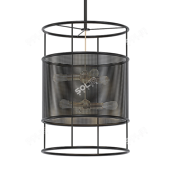 Sleek 6-Light Drum Chandelier 3D model image 1