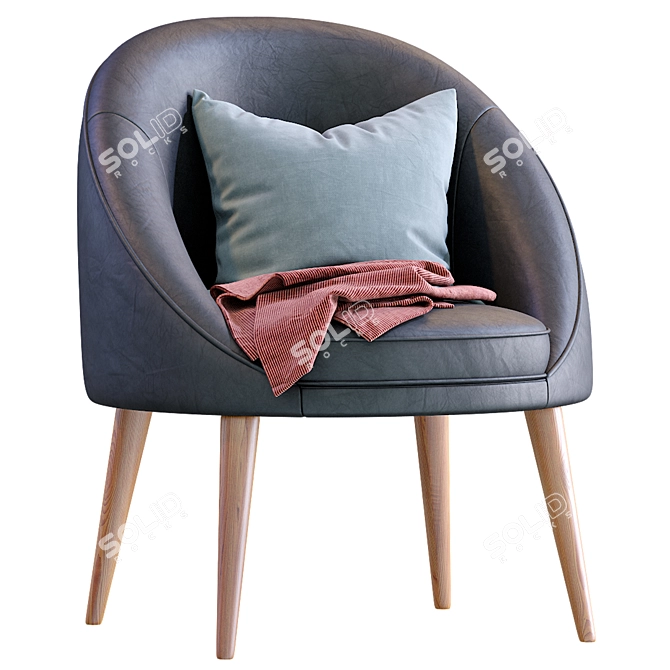 Elegant Oreved Leather Armchair 3D model image 1