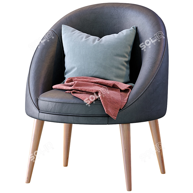 Elegant Oreved Leather Armchair 3D model image 6