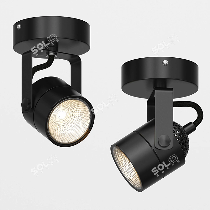 Modern Black Spot Light 3D model image 1