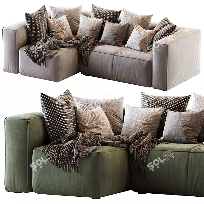 Cozy Mello Taos Brown Corner Sectional 3D model image 1