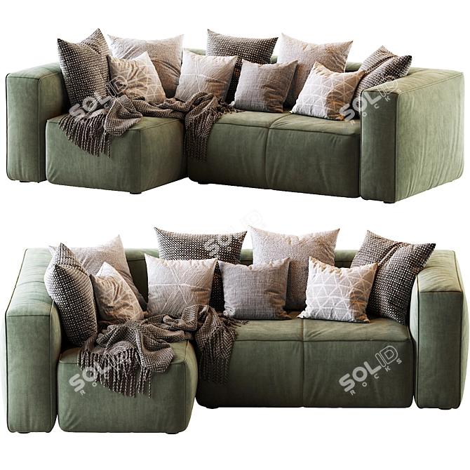 Cozy Mello Taos Brown Corner Sectional 3D model image 2