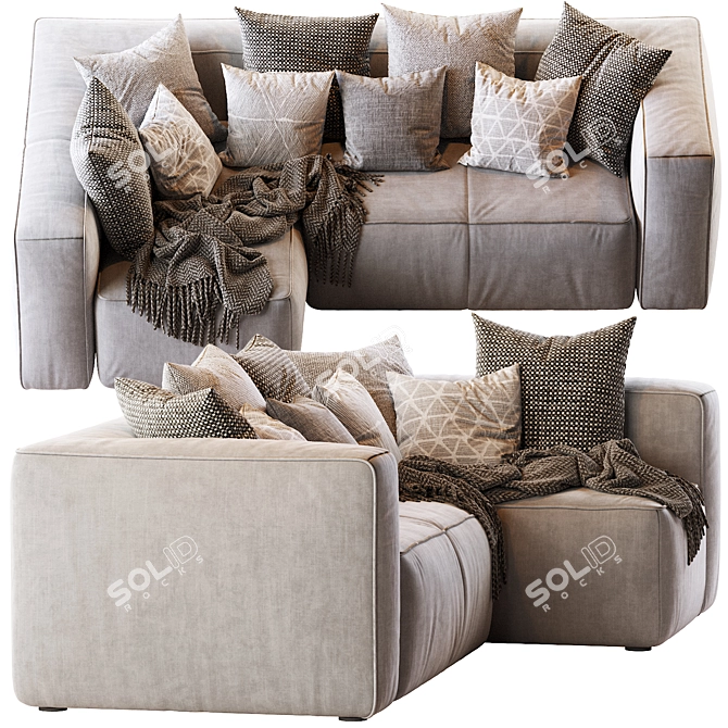 Cozy Mello Taos Brown Corner Sectional 3D model image 3