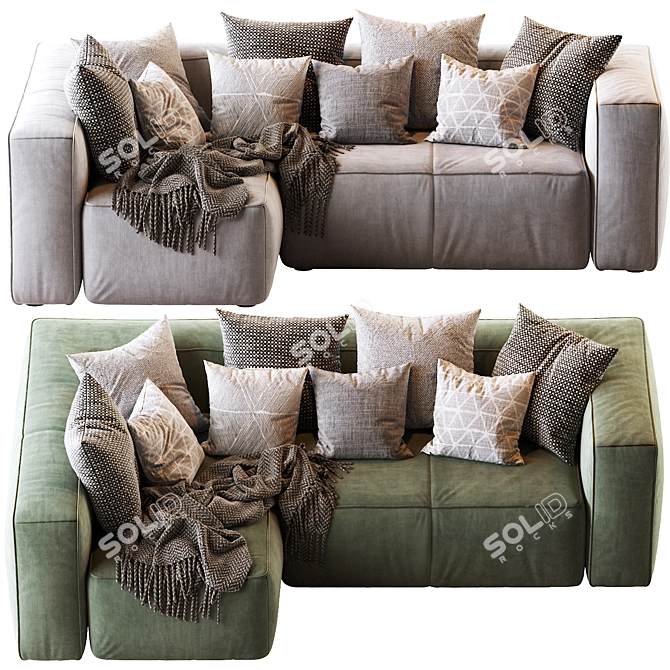 Cozy Mello Taos Brown Corner Sectional 3D model image 4